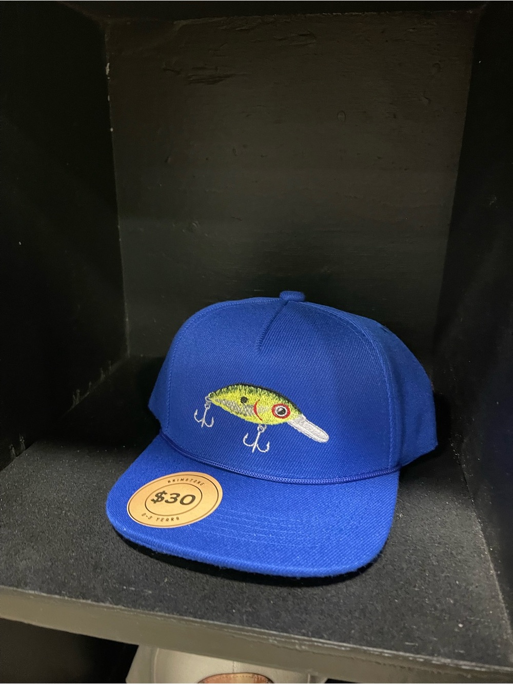 Kids Royal Blue Fishing Lure Embroidered Cap